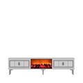 Comoda TV, Hanah Home, Orion Fireplace, 150x44.6x29.6 cm, PAL , Alb / Argintiu