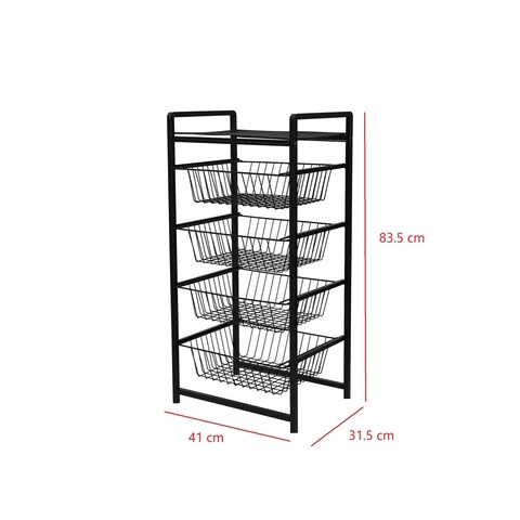 Suport coș pentru raft, Puqa Design, Merlin, 33x41x84 cm, Metal, Negru