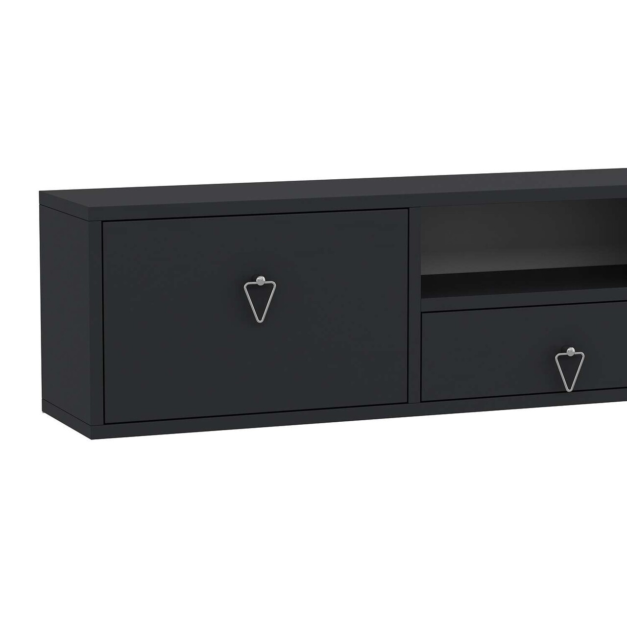 Comoda TV, Hanah Home, 1303-DROP-1, 140x30x30 cm, PAL , Antracit / Argintiu - view 5