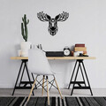 Decoratiune de perete, Moose, Metal, Dimensiune: 70 x 54 cm, Negru