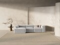 Coltar stanga 3 locuri, Bergamo, Cosmopolitan Design, 304x152x70 cm, tesatura structurata, gri deschis