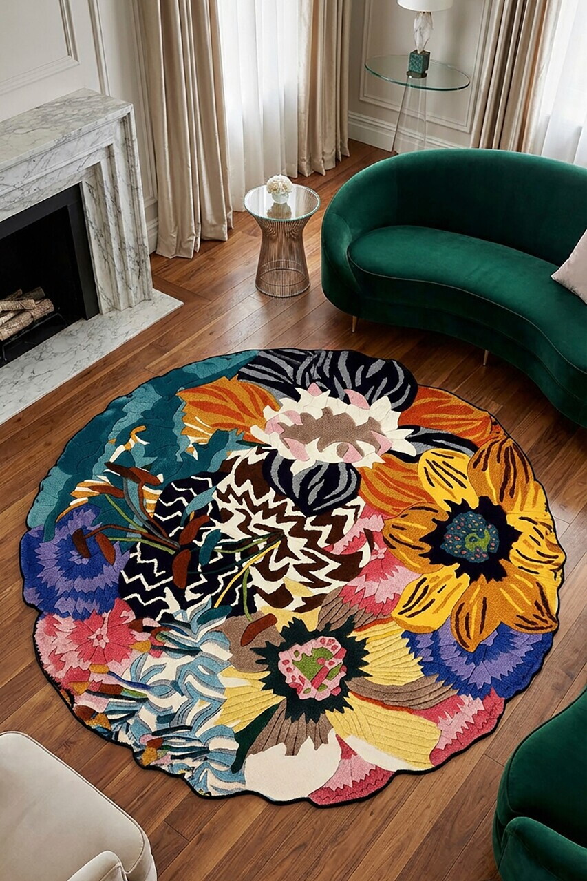 Covor, Yuvarlak-0000086-005, 180x180 cm, Poliester, Multicolor — imaginea 2
