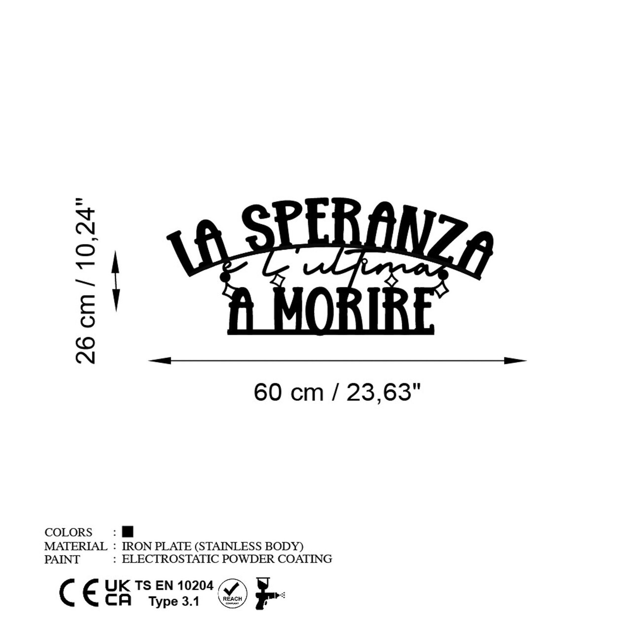 Decoratiune de perete, La Speranza 2, Dimensiune: 60 x 26 cm, Negru — imaginea 6