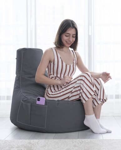 Fotoliu puf, Bean Bag, Ferndale Sport, 70 x 80 cm, poliester impermeabil, gri fumuriu Fotolii si taburete