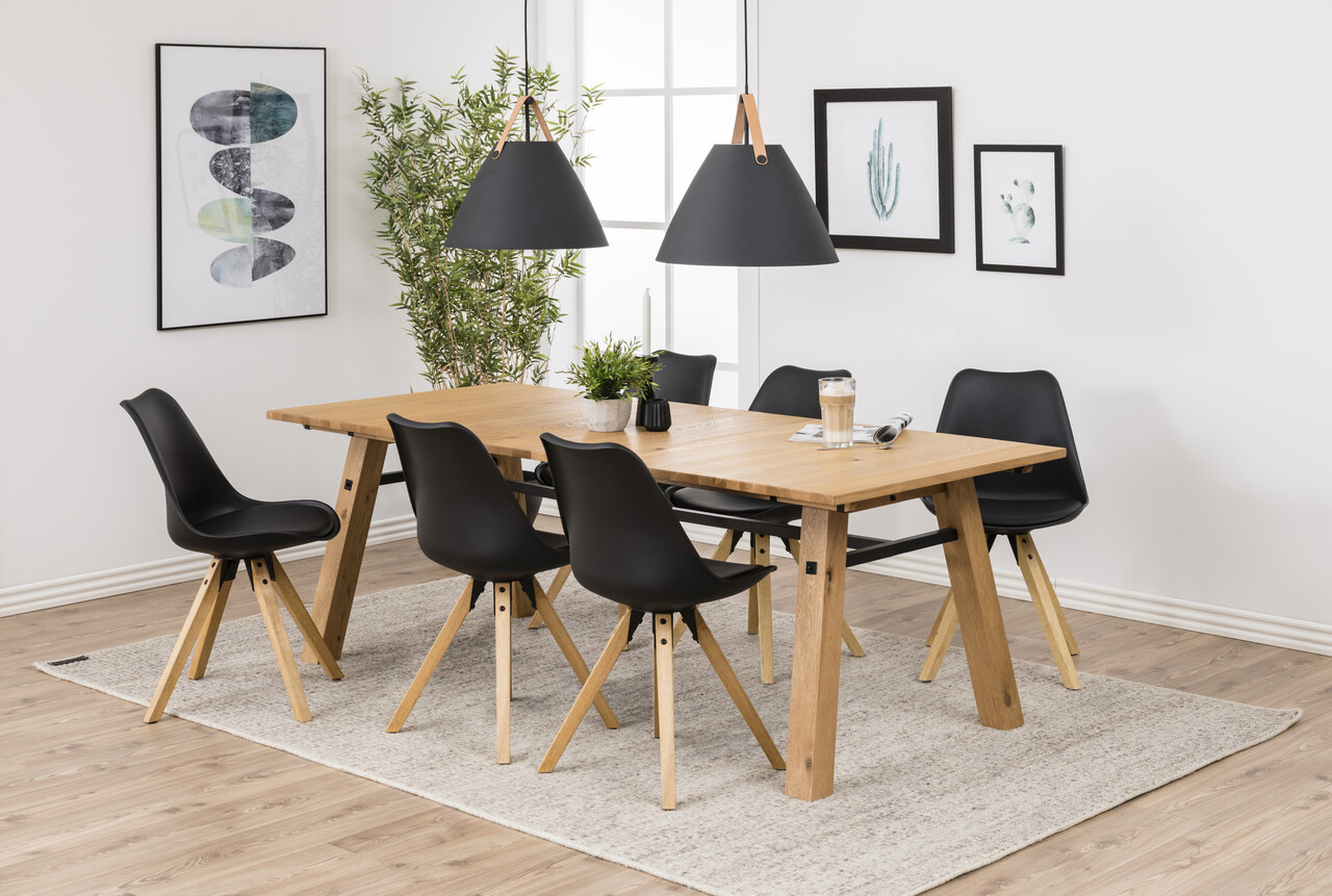 Scaun Dima, Actona, 48.5x55x85 cm, piele ecologica/lemn de cauciuc, negru/natural - view 6