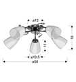 Lustra Ursella, Candellux, 58 x 18 cm, 5 x E14, 40W, crom/alb