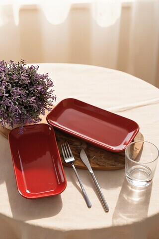 Set platouri servire, Hermia, 275KRM2656, 26 cm, 2 piese, Rosu