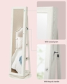 Dulap rotativ pentru bijuterii cu oglinda, Songmics, 55x161 cm, PAL/sticla, alb