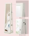 Dulap rotativ pentru bijuterii cu oglinda, Songmics, 55x161 cm, PAL/sticla, alb