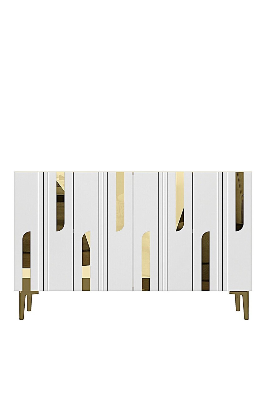 Consola, Hanah Home, Nota 120, 120x75x32 cm, Stejar Safir / Alb / Auriu — imaginea 5