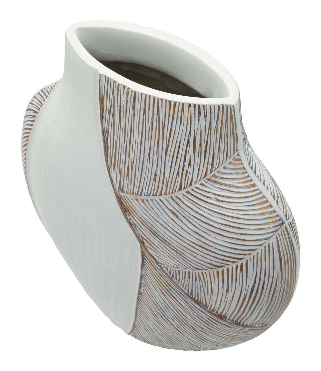 Vaza decorativa, Mauro Ferretti, Ho Chi Minh, 35x13.5x37.5 cm, polirasina, alb decolorat - imagine 4