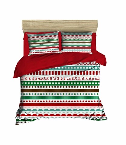 Poza Lenjerie de pat dubla Xmas-447 Pearl Home, 3 piese, amestec bumbac, multicolor