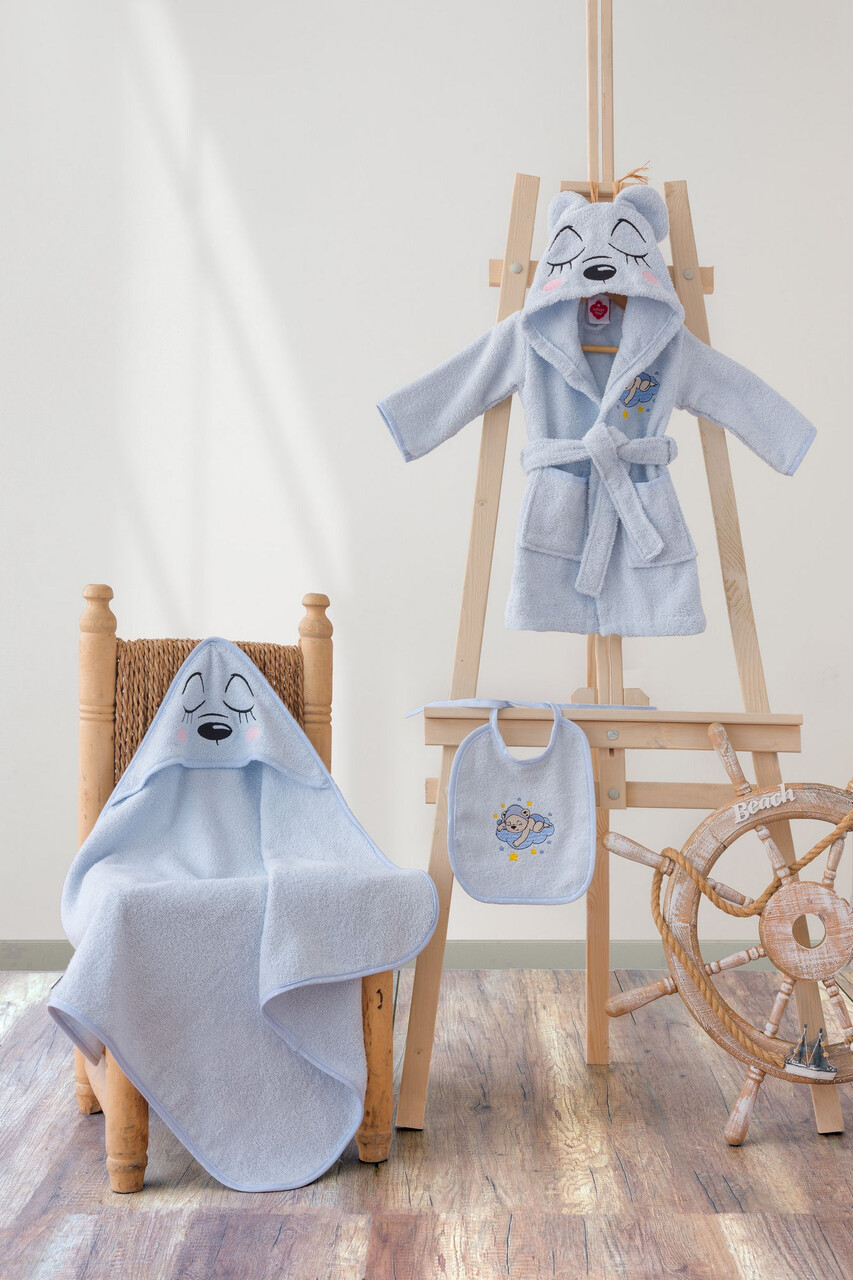 Set de baie pentru bebeluși, Cotton Box, Bear, Bumbac, Albastru