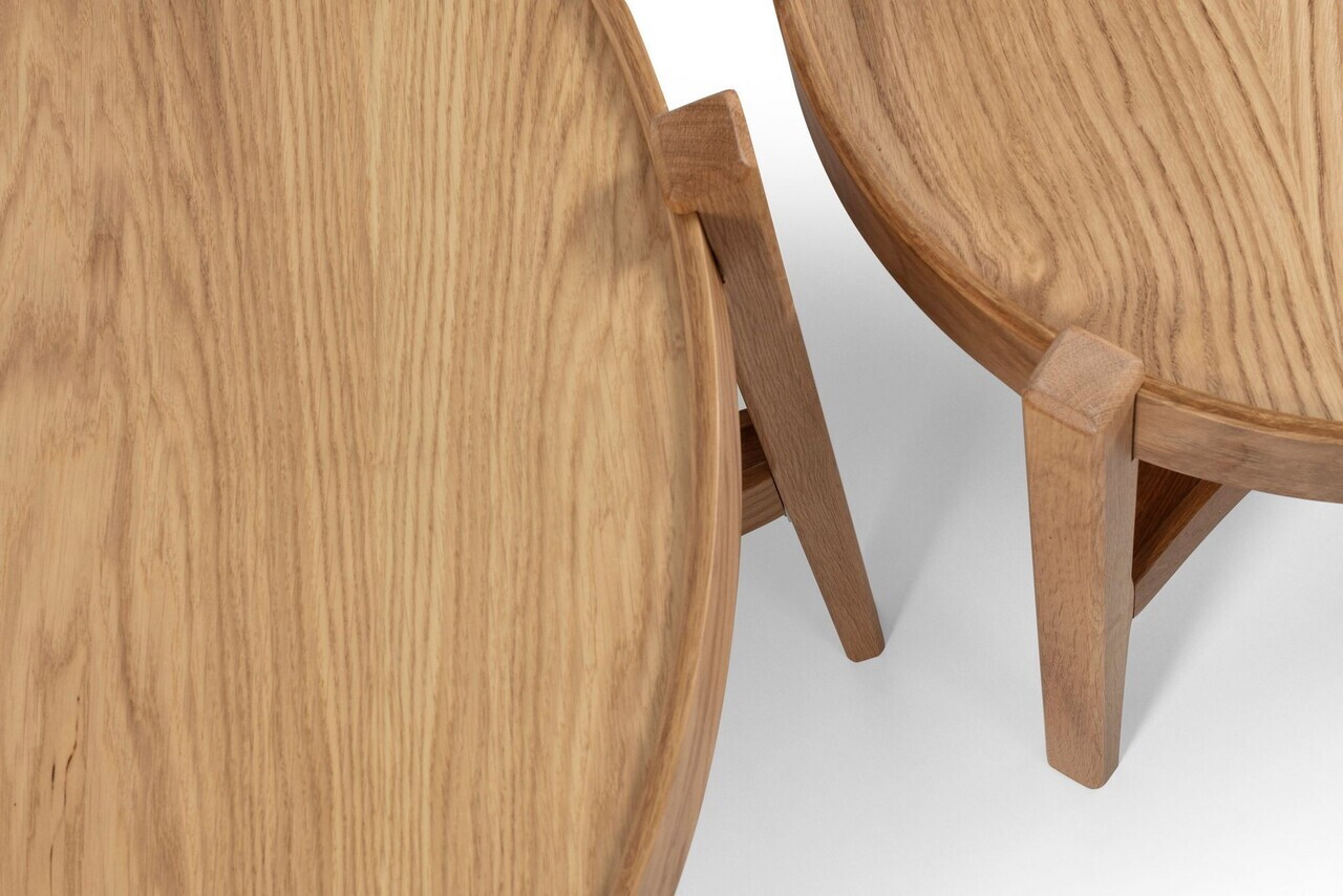 Masuta de cafea, Hanah Home, Ren 60, 60x39x60 cm, LEMN MASIV DE STEJAR, Stejar — imaginea 4