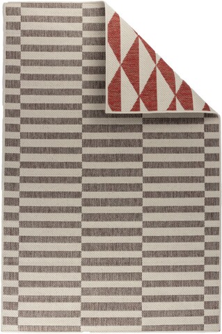 Covor cu doua fete titor triangle, decorino, 160x235 cm, polipropilena, rosu/maro
