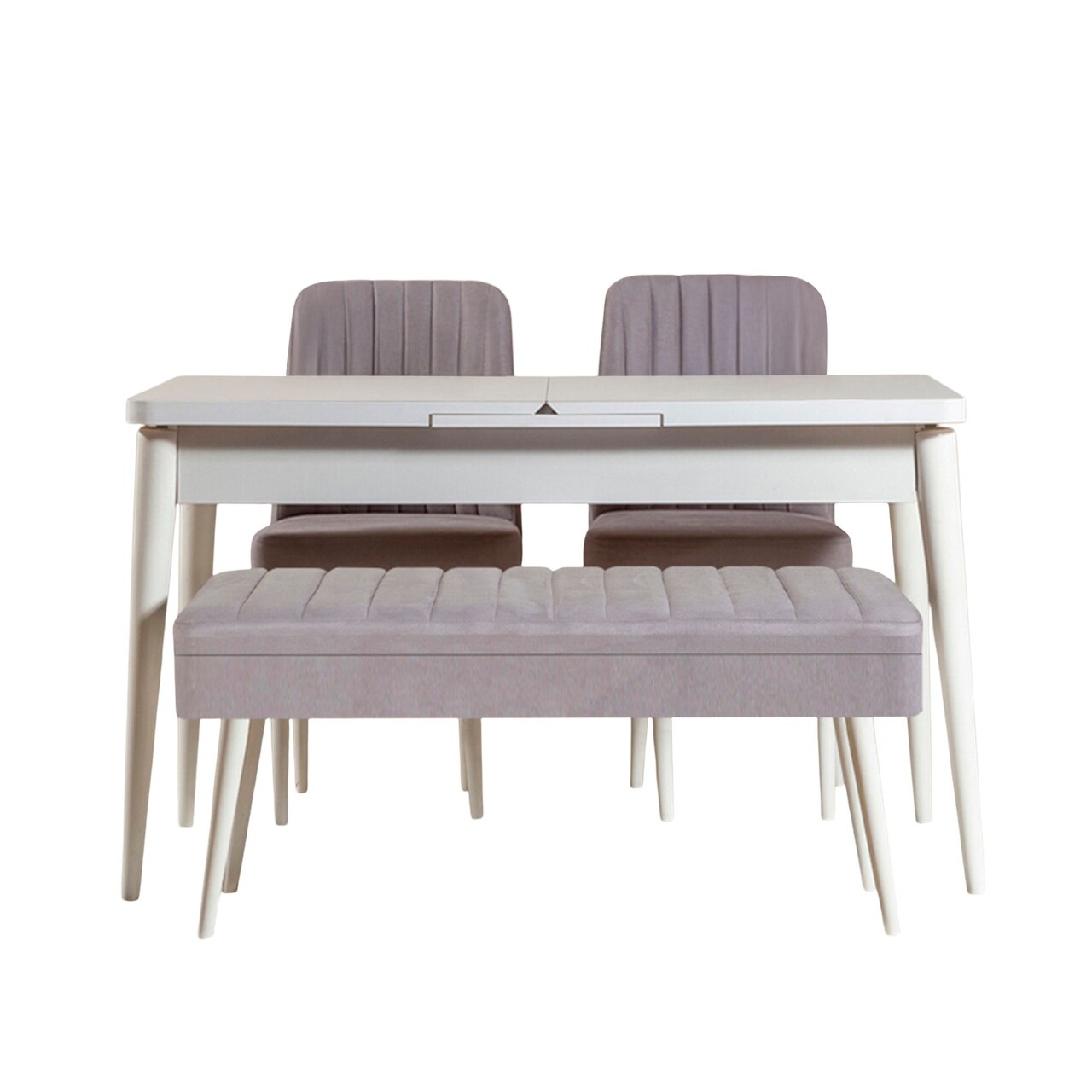 Set masa extensibila si scaune, Hanah Home, Vina 0701, Alb/Gri - imagine 4