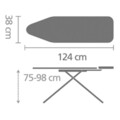 Masa de calcat, Brabantia B, Spring Bubbles, 124x38 cm, 7 pozitii de reglare, cu suport statie de calcat, otel/bumbac