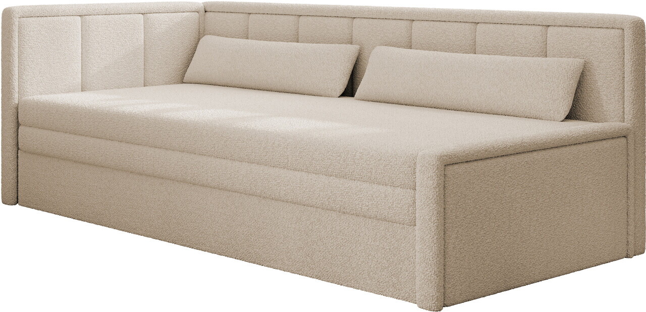 Canapea extensibila brat stanga 3 locuri ELTAP, Fulgeo, 214x82x77 cm, lemn/catifea din poliester, bej - view 4
