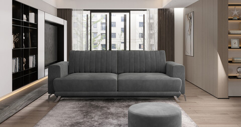 Canapea extensibila 4 locuri ELTAP, SO-ELI-06SO, Elise, 250x95x90 cm, lemn/poliester, gri inchis