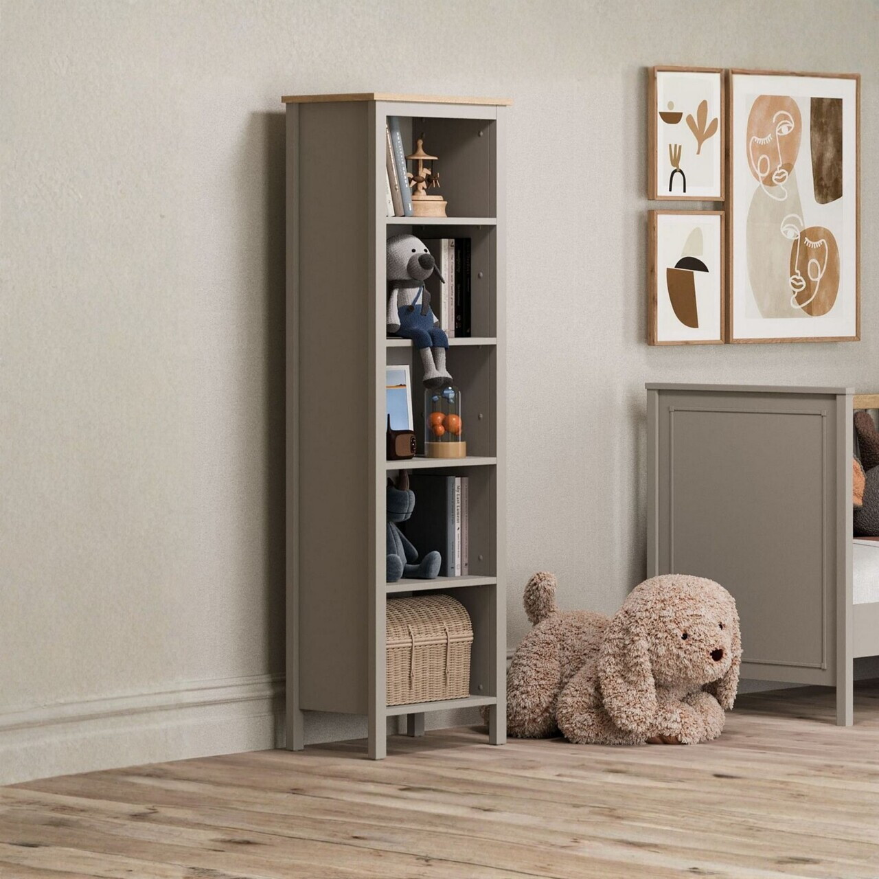 Corp biblioteca Hanah Home Sento 50x179.5x39.5 cm PAL MELAMINAT Gri / Stejar
