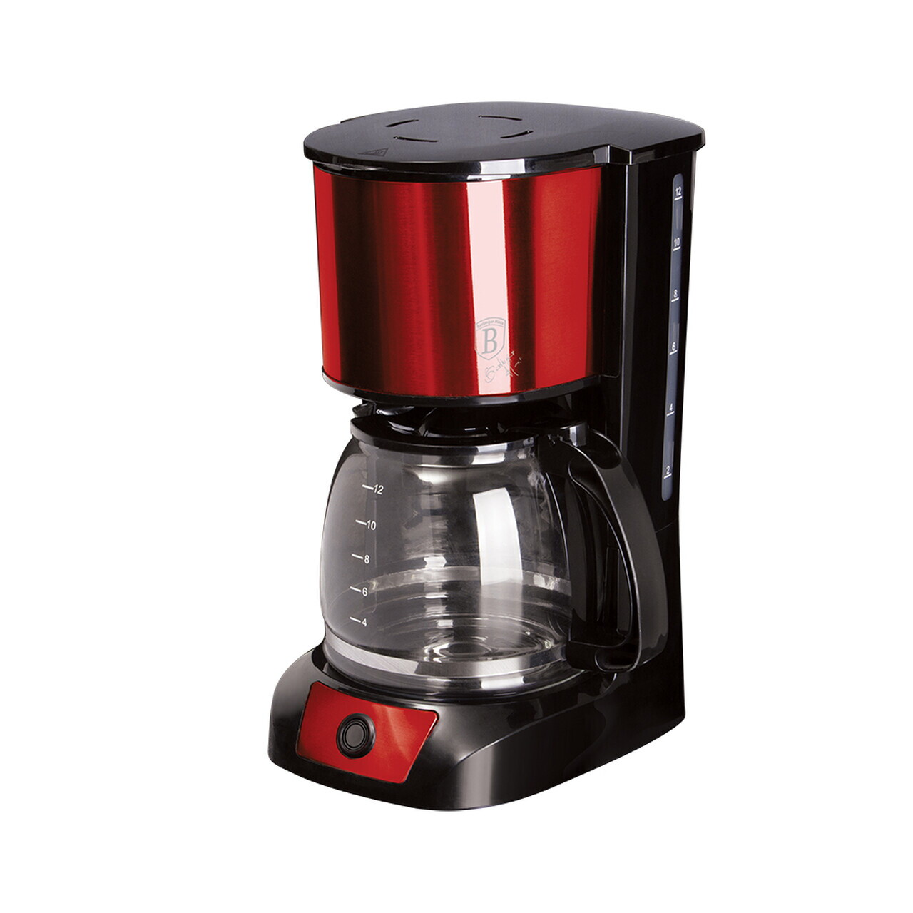 Aparat electric de cafea Berlinger Haus, Burgundy, 800W, 1.5 L, inox, rosu - imagine 2