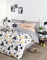 Lenjerie de pat dubla King Quilt (EU) İlove - Black/Yellow, Mijolnir, 3 piese, 240x220 cm, bumbac ranforce, multicolor