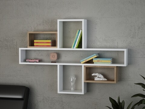 Raft pentru perete Zero, Tera Home, 120x14.5x80.7 cm, alb/maro