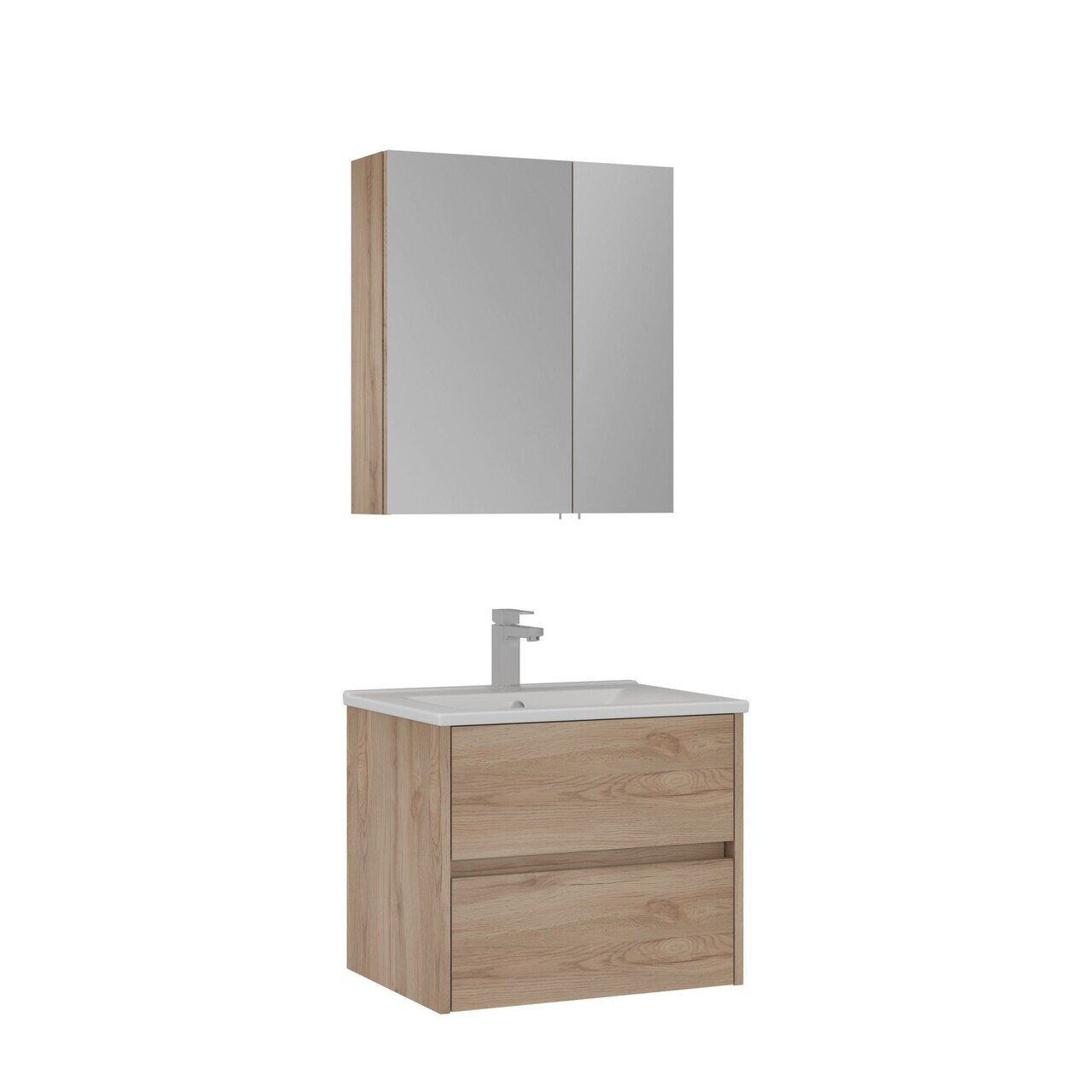 Set Dulap de Baie cu Chiuvetă și Oglindă (2 Piese), Hanah Home, Side 65 v2, Stejar — imaginea 4