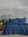 Set cuvertura de pat dubla 3 piese, Orella - Indigo Blue, Şaheser, Bumbac