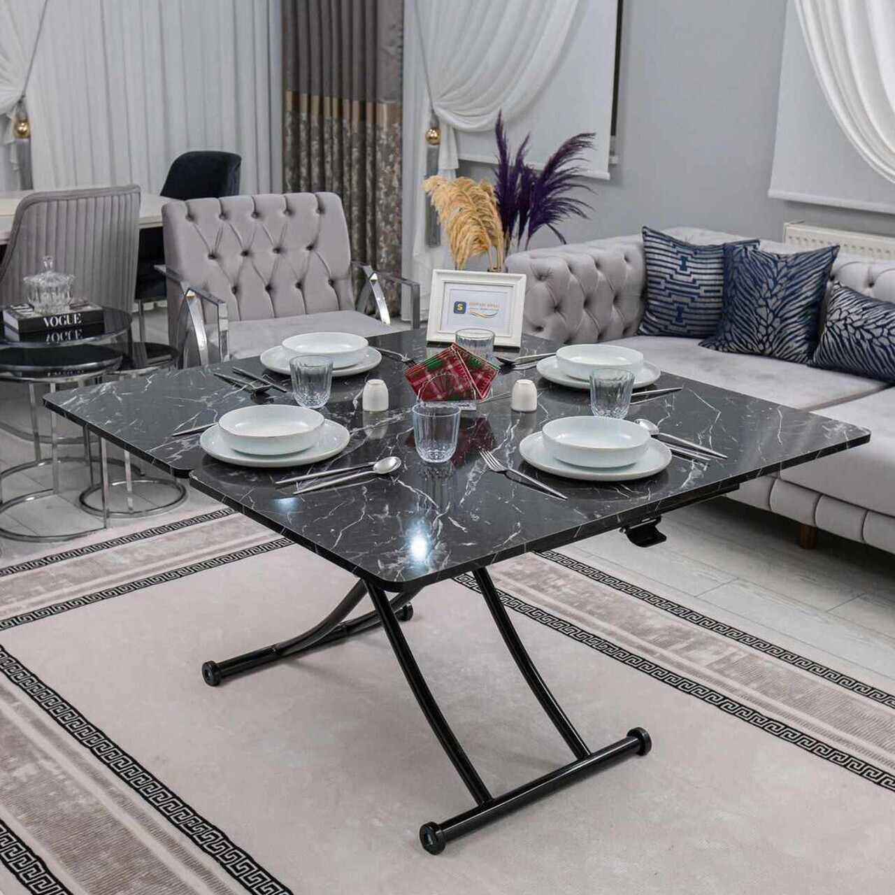 Masuta de cafea, Hanah Home, Juppo Int, MDF, Negru — imaginea 3