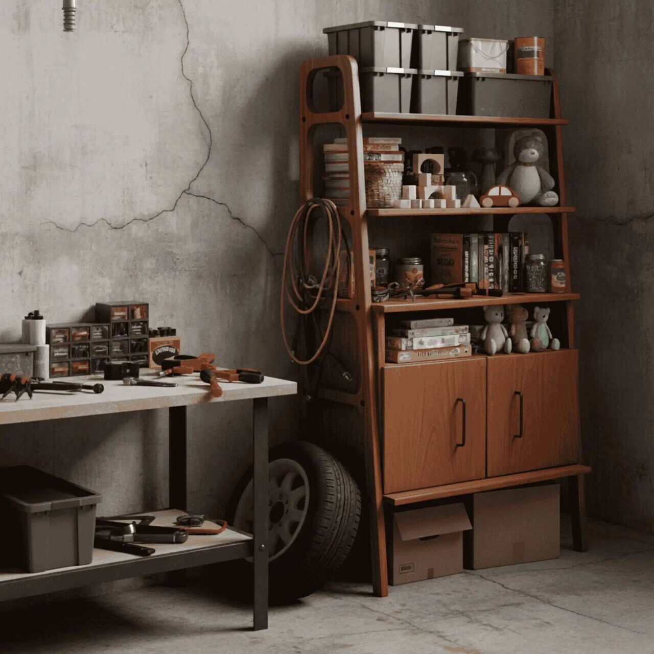 Corp biblioteca, Hanah Home, CPT4676-50, 75x140x40 cm, PLACAJ CARPEN, Maro — imaginea 5