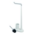 Suport hartie igienica si perie de toaleta Cade, iDesign, 23x13.5x64 cm, alb/gri