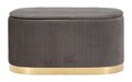 Set bancheta si 2 taburete Shopy, Mauro Ferretti, 80x37x42 cm, 29x35 cm, fier/MDf/poliester, gri/auriu