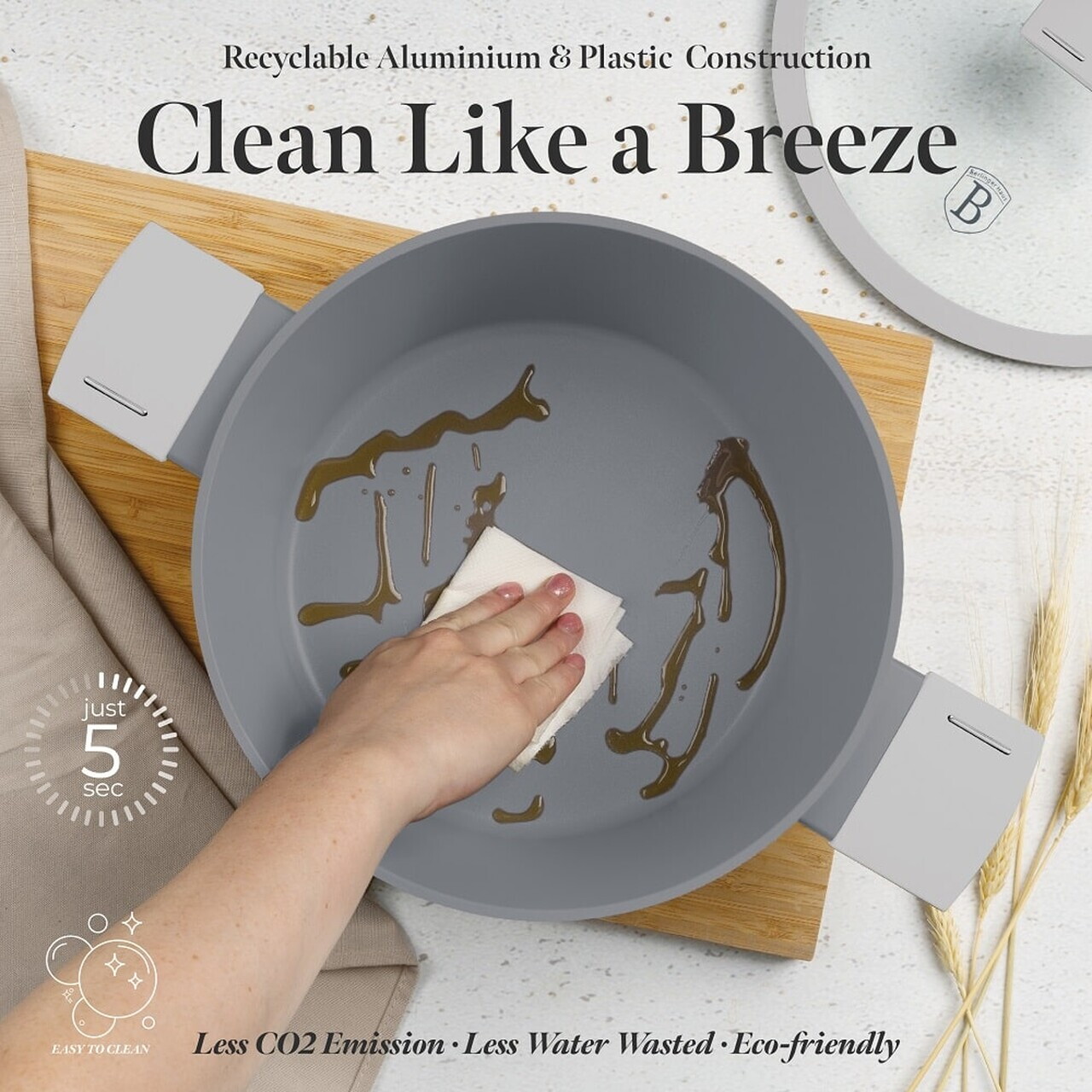 Set pentru gatit Berlinger Haus, Aspen, 15 piese, aluminiu forjat, gri mat - imagine 12