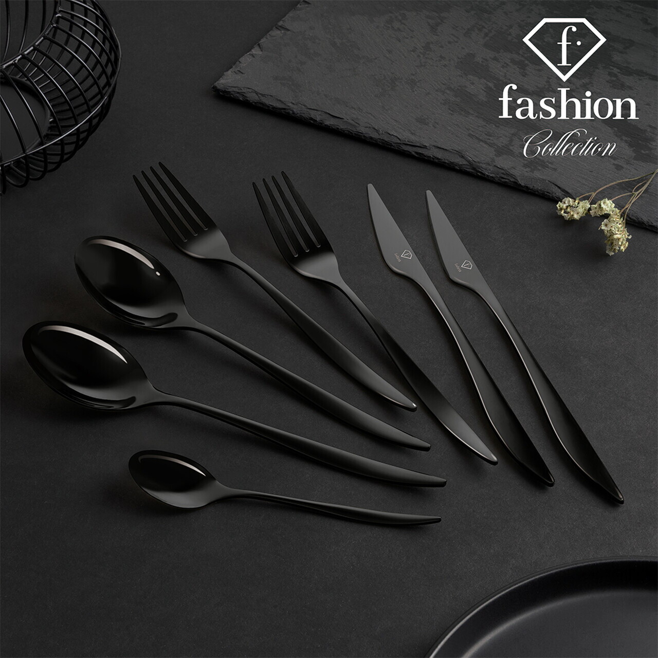 Set tacamuri pentru 6 persoane, 24 piese, Fashion TV, inox, negru - view 7