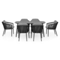 Set 6 scaune si masa, Orso, aluminiu, negru/gri