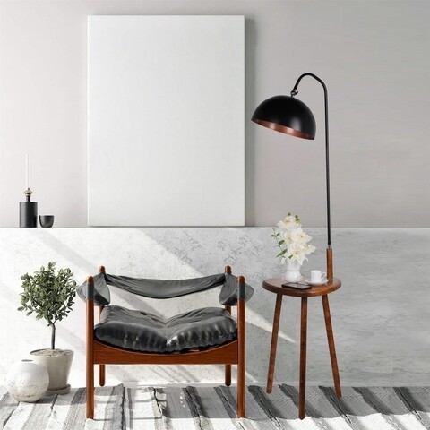Lampadar cu masuta, Luin, 8272-1, E27, 60 W, metal/lemn/textil 8272-1