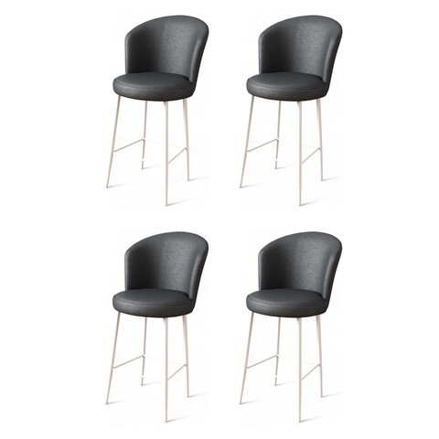 Set scaune  de bar 4 piese, Charlotte, Uras, Metal, Antracit/Alb