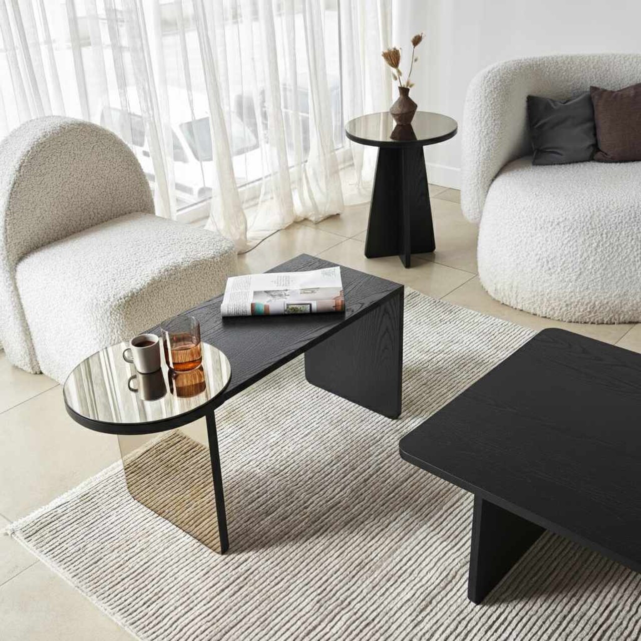 Set masute Nesting 4 piese, Hanah Home, Luna, PAL, Negru/Bronz - imagine 4