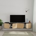 Comoda TV, Decortie, Spark, 180 x 35 x 35.6 cm, pal melaminat, antracit/stejar