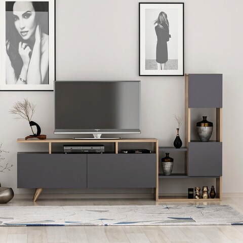 Comoda tv, coraline, tower, 122x53.3x31.6 cm, nuc / antracit