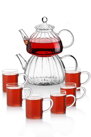 Set pentru ceai, Rowe, 196RWE6117, Sticla borosilicata, Rezistenta la caldura si flacara, Multicolor