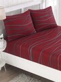 Set de pat dublu (cearceaf cu elastic si perne) 3 piese, Verda - Claret Red, EnLora Home, 65% bumbac/35% poliester