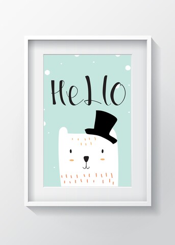 Tablou decorativ cat, oyo kids, 29x24 cm, lemn/mdf, albastru