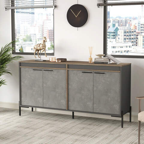 Dulap multifunctional, locelso, vs5, 184x91.6x44.5 cm, maro / gri / antracit