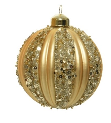 Glob Gold with sequins, Decoris, Ø8 cm, sticla, auriu