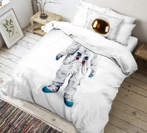 Lenjerie de pat pentru o persoana, 3 piese, The Club Cotton, Astro, bumbac ranforce, 145 TC, multicolor