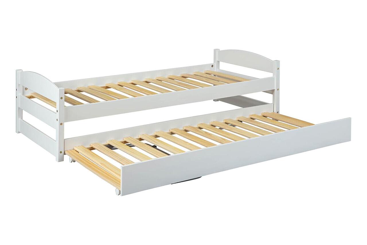 Pat multifunctional pentru o persoana, 90x200 cm, Vindas, Inter Link, lemn, alb - imagine 7