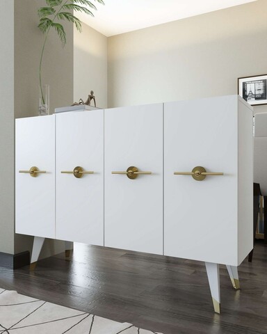 Consola, Hanah Home, 8169KM-32, 120x80x29.6 cm, PAL , Alb/Auriu