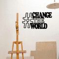Decoratiune de perete, Change, metal, 70 x 40 cm, negru